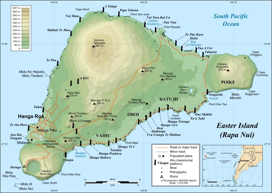 Karte der Insel mit den touristisch relevanten Punkten